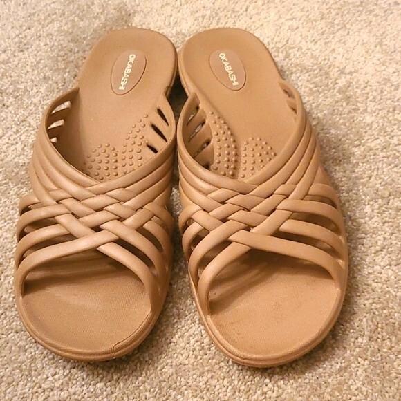 Okabashi Women's Tan Venice Sandal Slides Size 6.5-7.5 - Picture 1 of 6